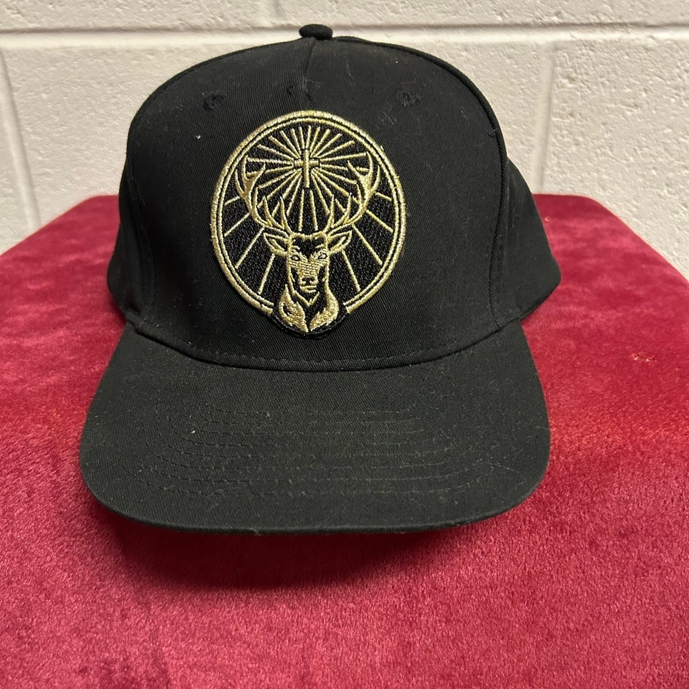 Jagermeister Snapback Hat Baseball Cap Black Gold Patch Promotional Stag Hunting
